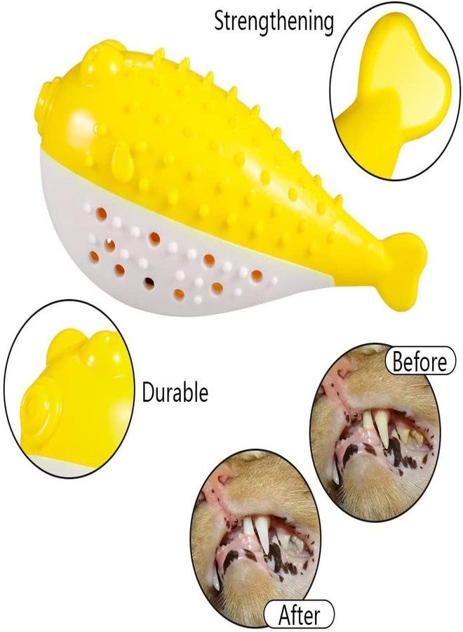 Pups&Pets لعبة طعام ولعب للقطط الصغيرة والقطط الكبيرة مع جرس لتنظيف الأسنان، لعبة على شكل سمكة منتفخة، فرشاة أسنان للقطط مع النعناع البري، ألعاب تفاعلية للقطط، قطعة واحدة متعددة الألوان (حسب المتوفر). - Image 5